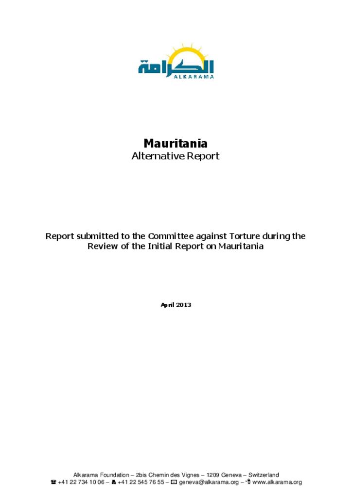 Committee against Torture -  review - alkarama's report