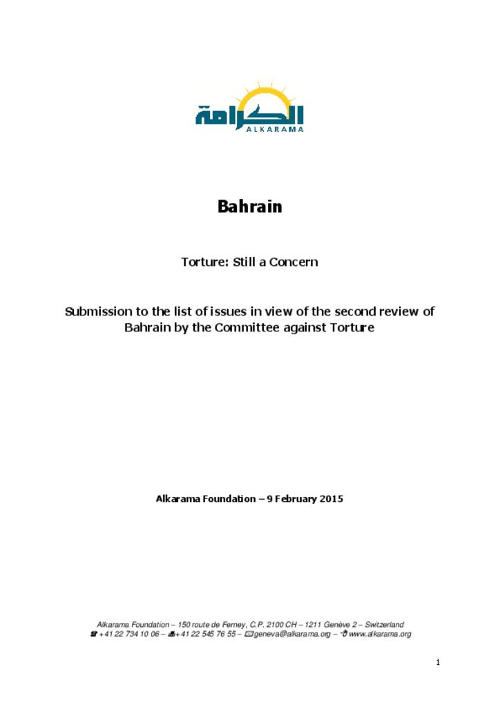 Committee against Torture -  review - alkarama's report