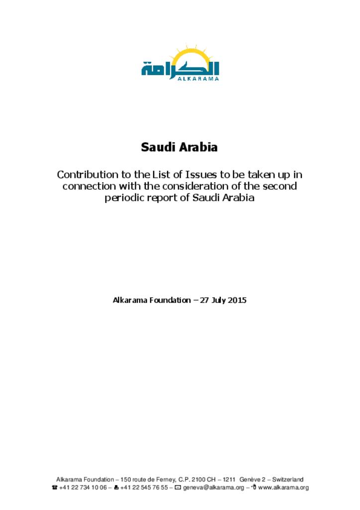 Committee against Torture - 2nd review - alkarama's report